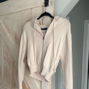 Women's Cream Zip-Up Hoodie